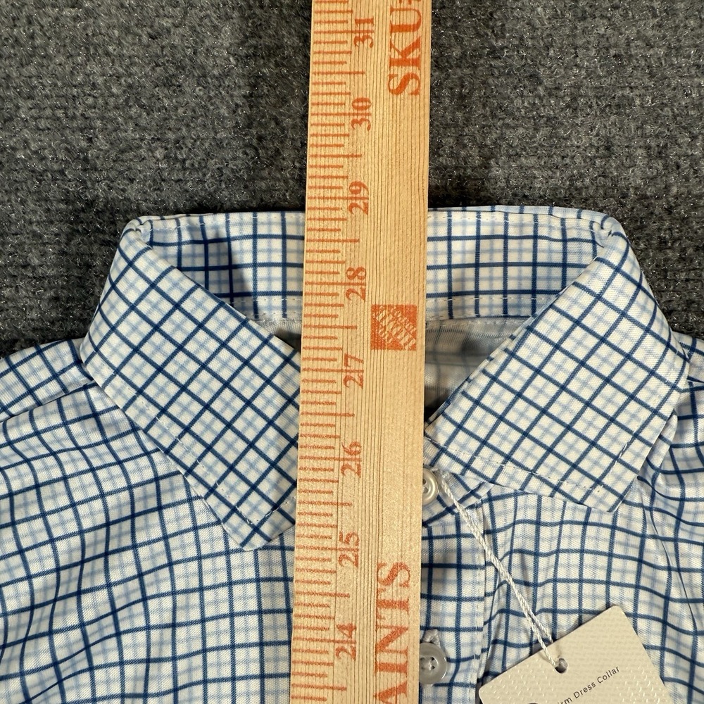Collars and Co Polo Shirt Mens Small Blue Check Dress Collar Short Sleeve New‎ - Picture 9 of 11